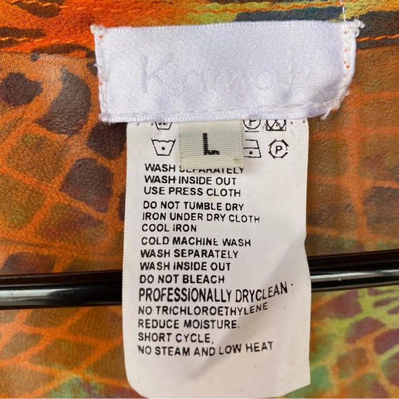 Y2K 100% Silk Orange Abstract Floral Sequin Asymmetrical Fairy Dress Size Large - Picture 7 of 8